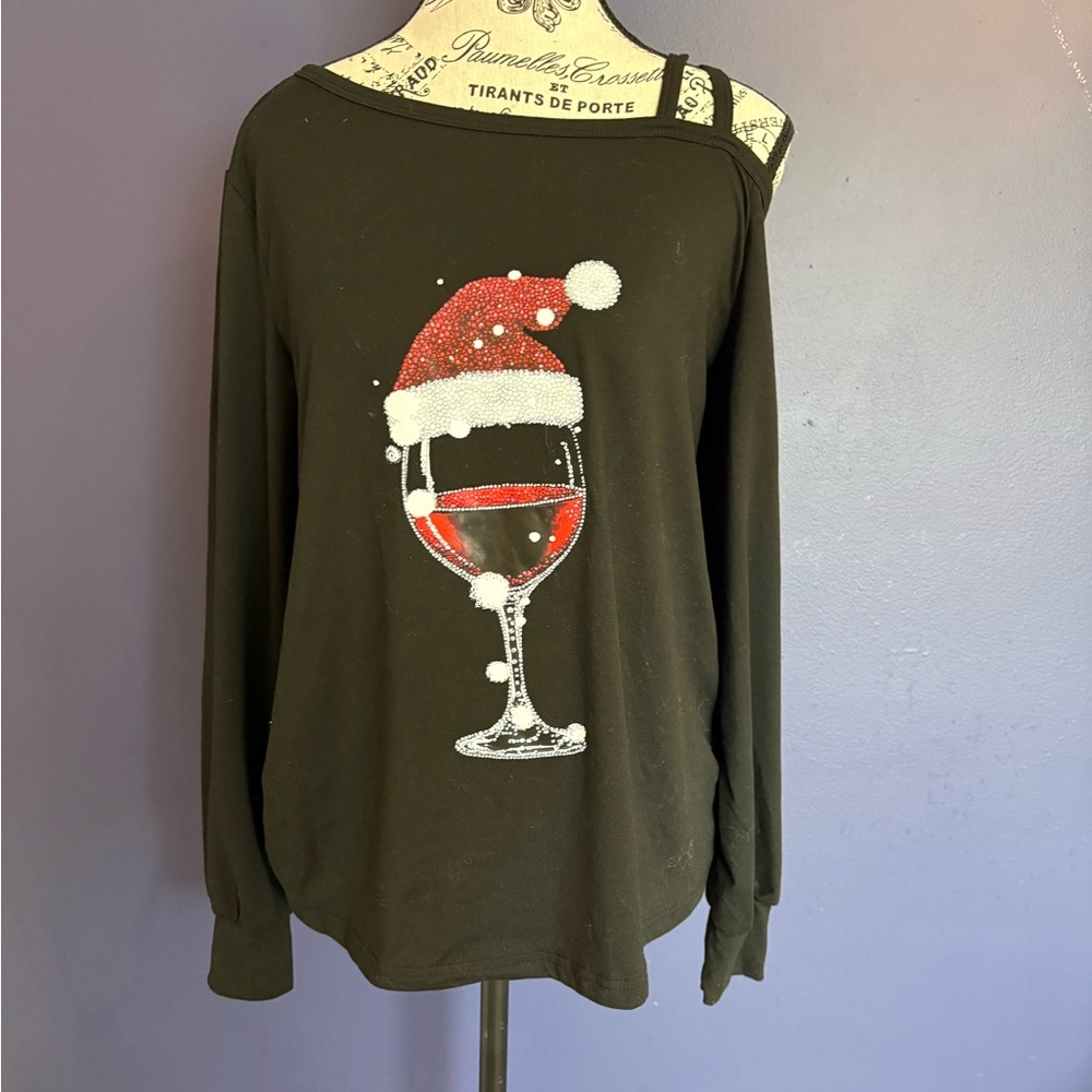 Black Christmas Wine Glass Top